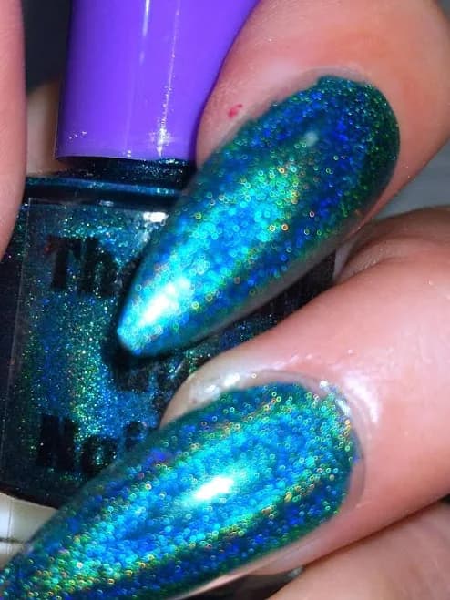 TURQUOISE JUNKIE Holographic Teal Nail Polish, Glitter Nail Polish, Blue Polish, 8ml Bottle 21 Toxin Free Formula