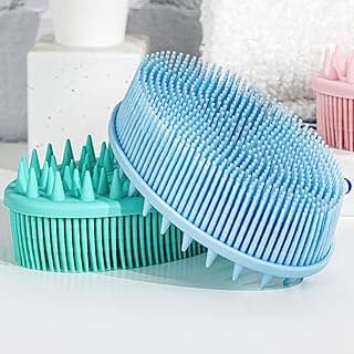 Premium Sensory Brush for Kids or Autism,Soft Silicone Body Scrubber,2 in 1 Sensory Room Occupational Therapy Sensory Brushes,Silicone Loofah,Pets Shower Brush Bath Brush Shampoo Brush(Spikes-Teal)