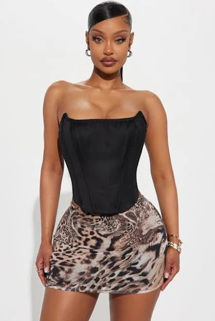 Fashion Nova Camisa Top In My Element Lace Up Strapless Corset