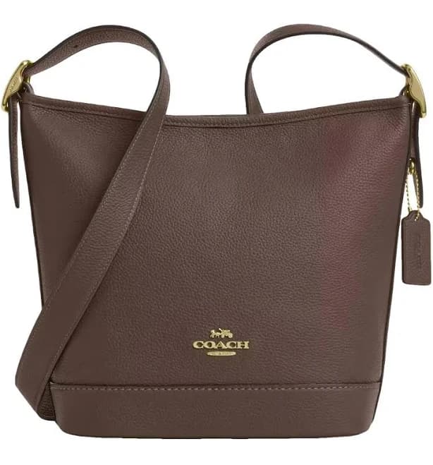 Coach Brown Pebbled Leather Duffle Shoulder Bag
