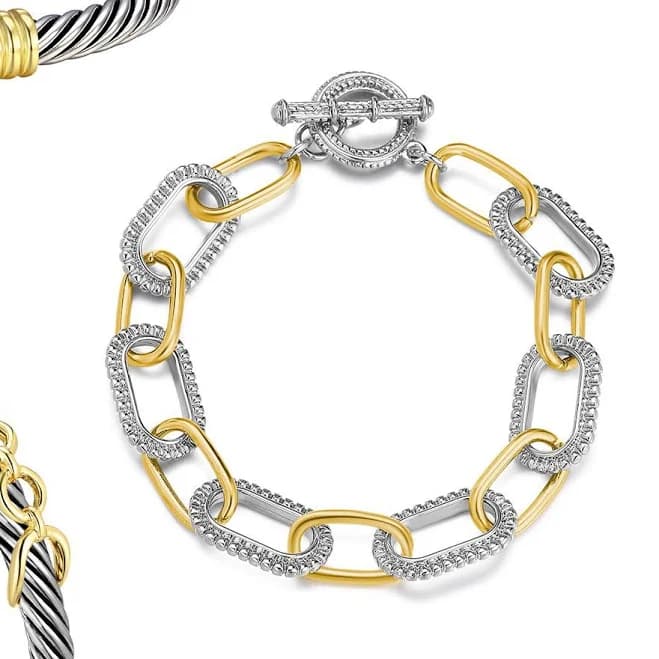 Aprilery Women's Twisted Cable Stackable Cuff and Chain Link Bracelets