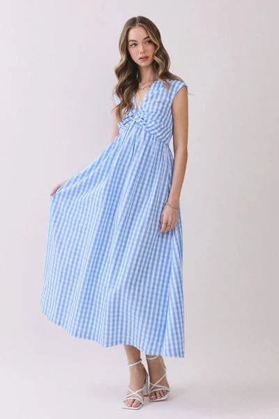 Gingham Knotted Midi Dress