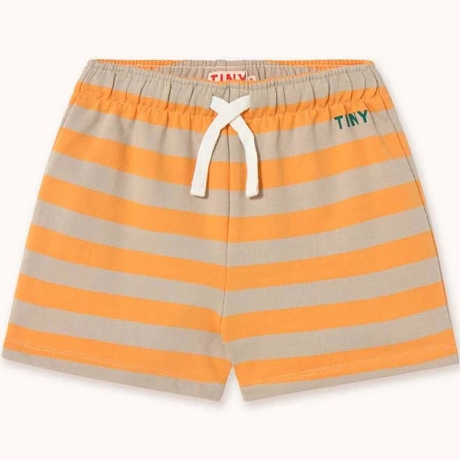 Kids tinycottons Stripes Tiny Short in Orange/Dark Vanilla