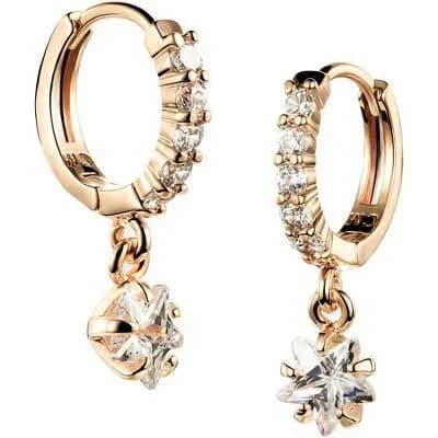 18K Gold Plated Cubic Zirconia Star Drop Earrings