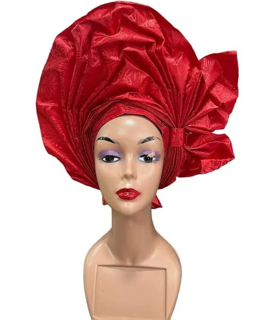 Red Auto Gele Headtie