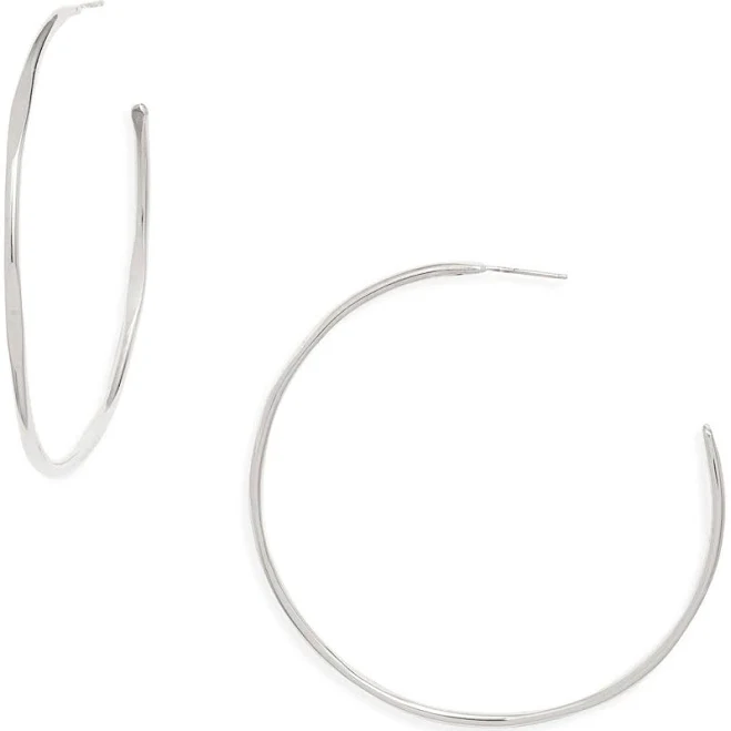 Nashelle Sterling Silver Large Loom Hoop Earrings