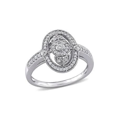 1/4 Carat Oval Diamond Halo Ring in Sterling Silver