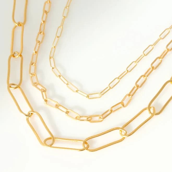 14K Gold Filled Sterling Silver Paperclip Chain Necklace
