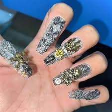 Skull Design Punk Rock Svart False Nails Press On Nails Handgjord Hall – AMAIO