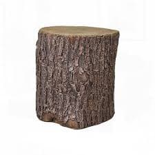 monadecor Rustic 16.5 in. Concrete Faux Oak Stump Outdoor Side Table Plant Stand for Patio, Garden, or Yard Decor SJ60010 - The Home Depot