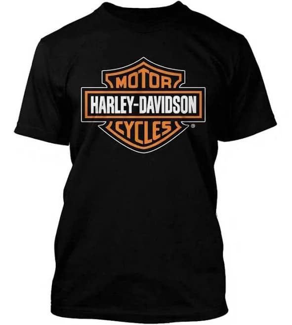 Harley-davidson Men's Orange Bar & Shield Black T-shirt