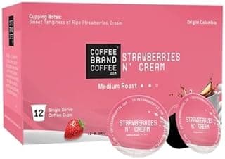 Premium Blend Coffee Brand KCups with Strawberry Cream Flavored Coffee | Sweet, Smooth, And Velvety Texture for A Deliciously Unique Coffee Experience | 12 Pack