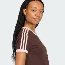 adidas 3-Stripes SLIM TEE - Brown | Free Shipping with adiClub