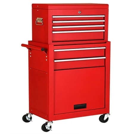 Costway 2 in 1 Rolling Cabinet Storage Organizer Chest Box Garage 6 Drawer Toolbox