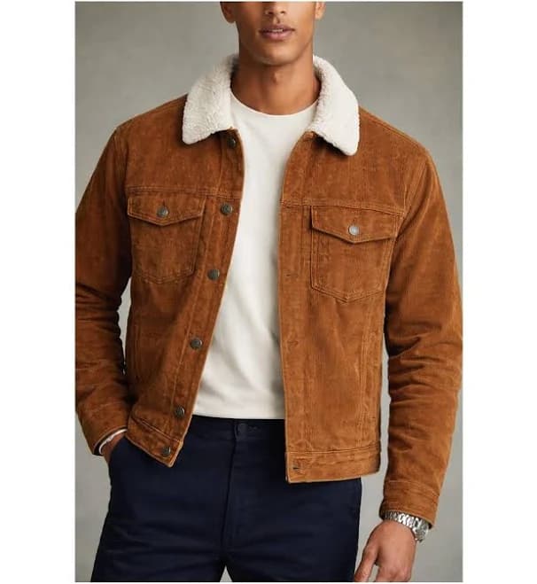 Men's Retro Warm Casual Corduroy Jacket with Faux Fur Collar