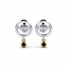 Order 0.06 Carat Round cut 14K White & Yellow Gold Black Sapphire Women's Earring Burigihe | GLAMIRA.com