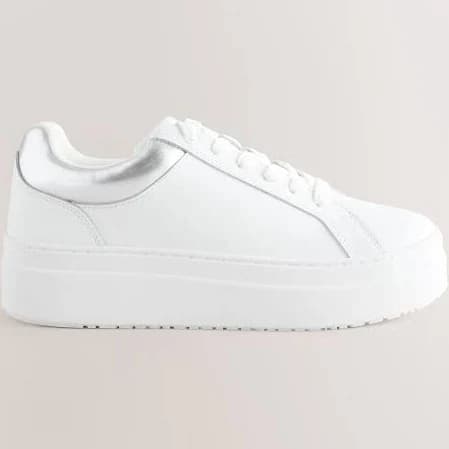 Women's Round Toe Chunky Lace Up Leather Trainers