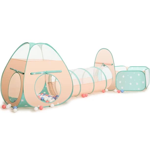 SISTICKER 3 in 1 Kids Play Tent with Baby Ball Pit and Play Tunnel, Toddler Climbing Toys for Boys, Girls, Babies, Indoor Outdoo