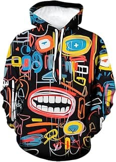 Men's Colorful Comic Graffiti Print Hoodie Hoodies Magic Trippy Graffiti Graphic Sweatshirts Pullover