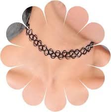 Yheakne Boho Tattoo Choker Necklace, Black, Women & Girls, 30cm Adjustable, Gothic Punk, 90s Style : Amazon.ae: Fashion