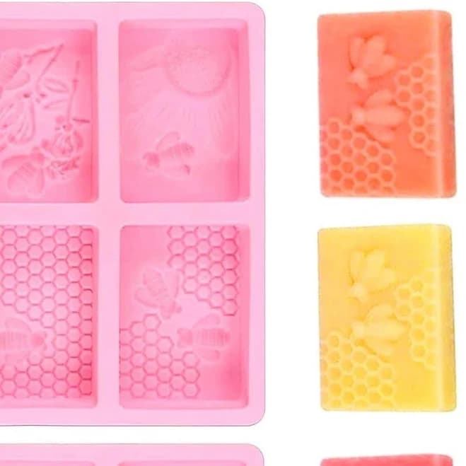 Dd-life 2Pcs Rectangle Bee Silicone Soap Molds