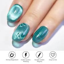 Amazon.com: senvenski Jelly Glass Cat Eye Gel Nail Polish with Magnet 15ML Magnetic 3D Galaxy Holographic Glitter Translucent Sheer Color Gel Polish Salon Home DIY (Teal, MY1-010) : Beauty & Personal Care