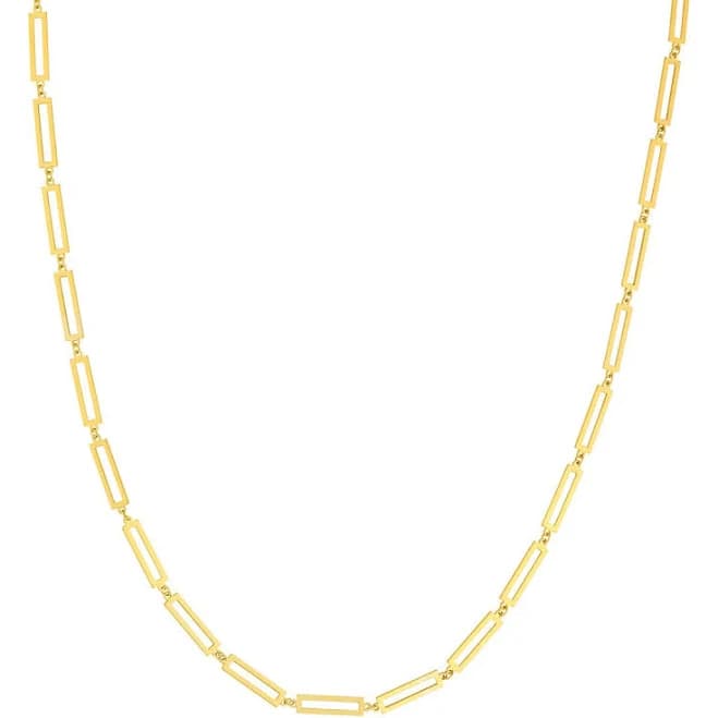 14K Yellow Gold Rectangular Link Station Chain