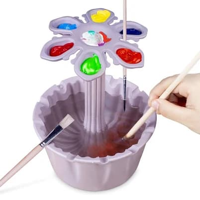 SOTER Paint Brush Cleaner All-In-One Solution For Artists - Includes Paint Brush Holder, Rinse Cup, And Paint Palette Your Ultimate Artistic