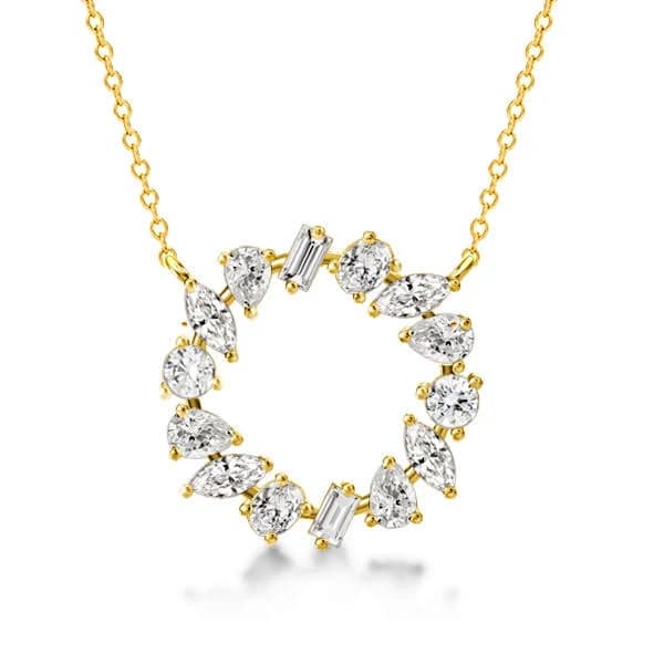 Italojewelry Golden Mixed Shape Circle Pendant Necklace