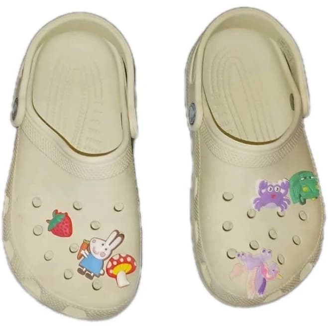 Crocs Clog Unisex Cream With Charms Classic Comfort Slipon Shoe