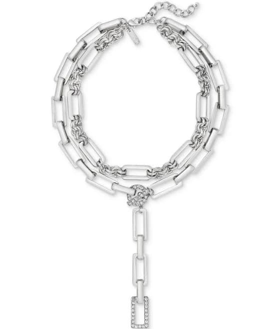 INC International Concepts Pavé Link Layered Lariat Necklace