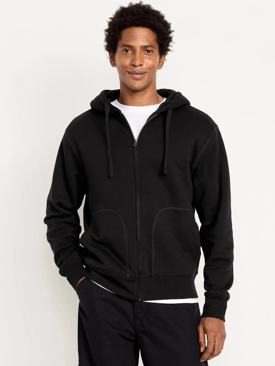 Old Navy Men's Sherpa-Lined Fleece Zip Hoodie