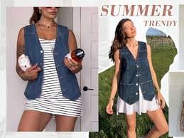 Tankaneo Denim Vest for Women Casual V Neck Button Down Sleeveless Jean Jacket at Amazon Women's Coats Shop