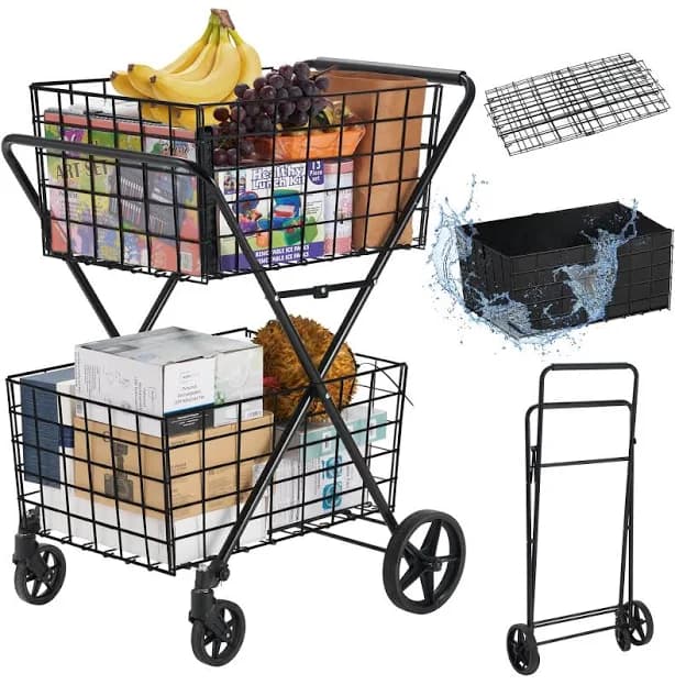 Spurgehom 2-Tier Shopping Cart