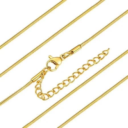 1.0mm Gold Plated Waterproof Silver Snake Chain Necklace