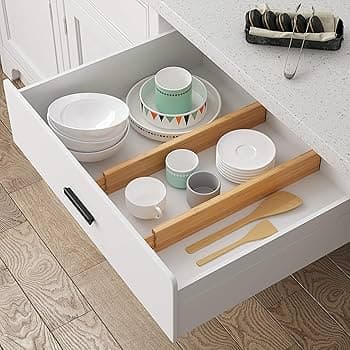 Amazon.com: BAMEOS Drawer Dividers kitchen Organization Bamboo Utensil Organizers for Kitchen Bedroom Bathroom Dresser Office 4-pack : Home & Kitchen