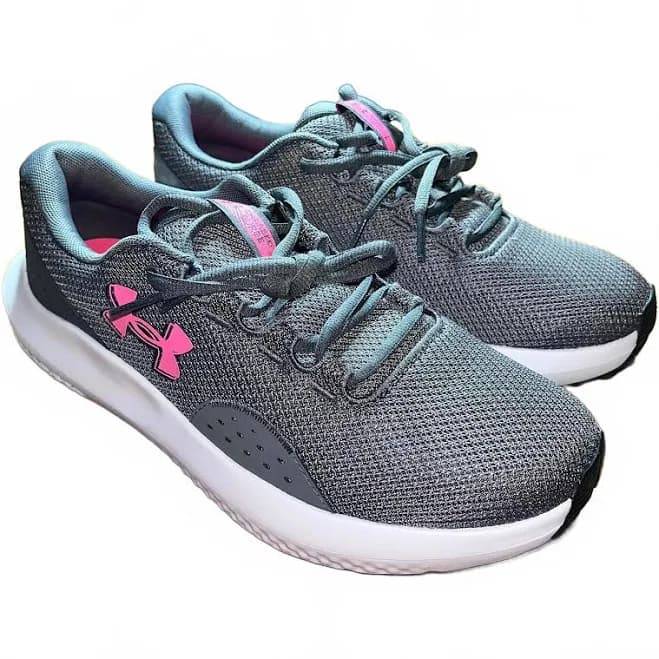 Under Armour Women's Charged Surge 4 Sneaker Shoes Gray White Pink