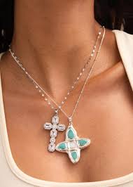 Scarlett White Silver Cross Necklace – Vintage Jewelry for Women | FOUFOU – Maison Foufou