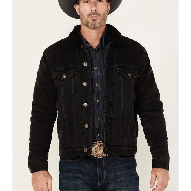Cody James Men's Outlaw Sherpa Lined Denim Trucker Jacket