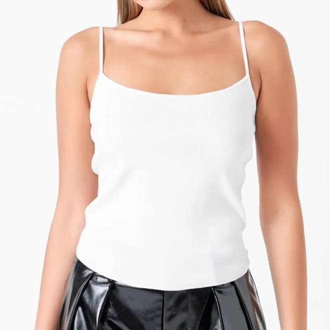Grey Lab Round Hem Knit Tank Top