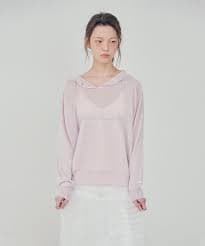 MUSINSA | HANE Breeze See-Through Hooded Knit_Lavender