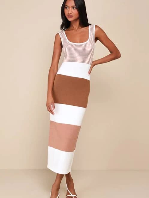 Lulus Striped Midi Sweater Dress