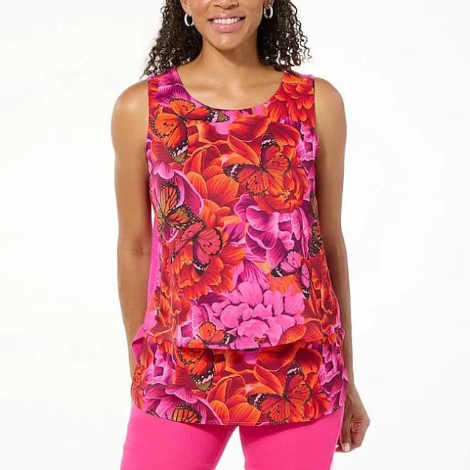 Dg2 by Diane Gilman Printed Combo Easy Tank