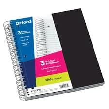 Oxford 3 Subject Wide Ruled Spiral Notebook
