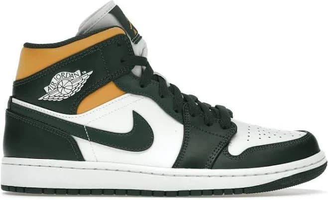 New Nike Air Jordan 1 Retro Mid Sonics Sneakers Size 9 Green White Yellow
