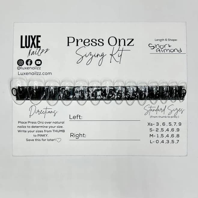Press On Nail Sizing Kit