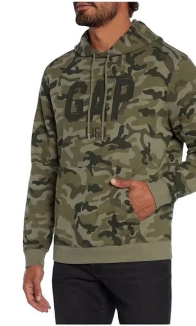Gap Mens Green Camo Hoodie Sweatshirt L Gap Logo Hunting Fishing