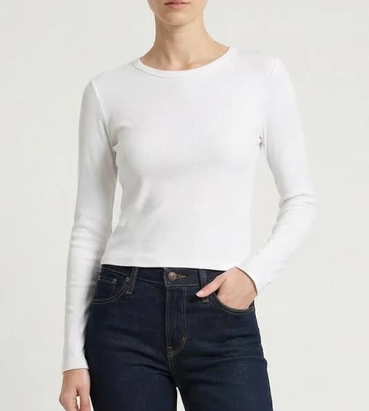 Sienna Luxe Rib Crop Long Sleeve Tee