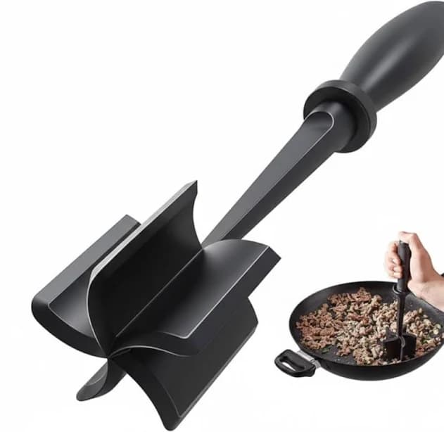 Heat-Resistant Nylon Meat Chopper - Ground Beef Masher for Nonstick Cookware