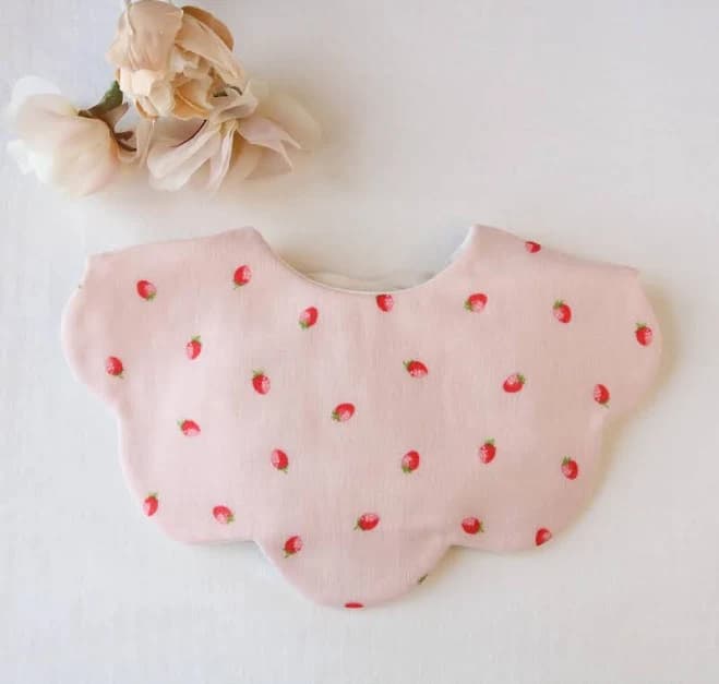 Strawberry Milk Scalloped Bib